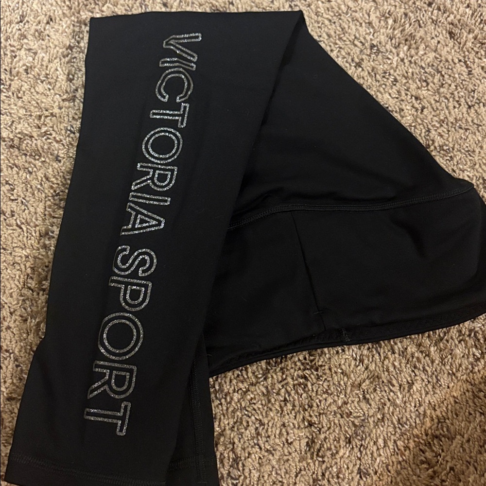 Victoria's Secret Black Leggings with Silver Lettering